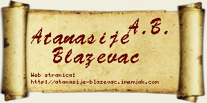 Atanasije Blaževac vizit kartica